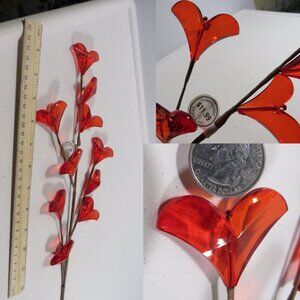 Giant WARM RED Flower Bead Floral Pic (10 hearts per pick) Multi-dimensional